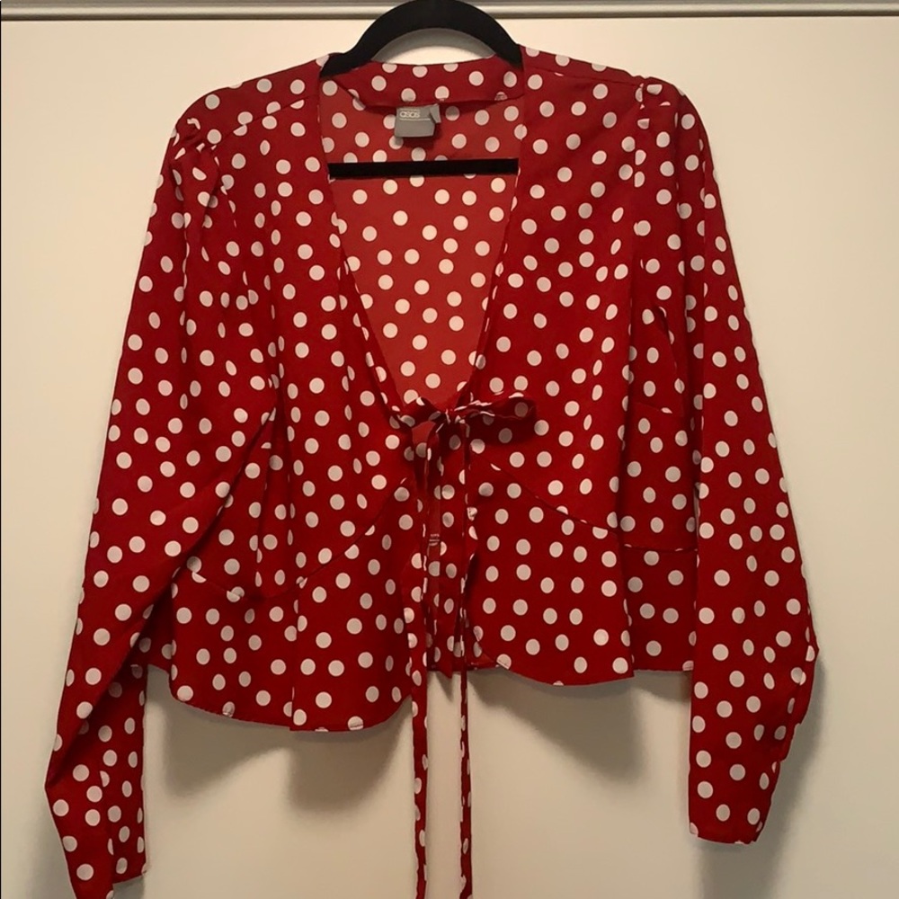 ASOS tie front polka dot top